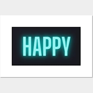 happy cool blue glowing design Posters and Art